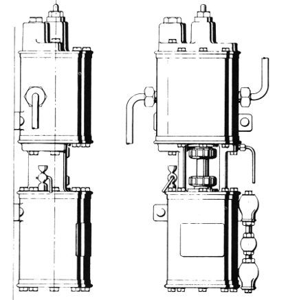 Sketch, Westinghouse air brake pump drawn by Colin Binnie