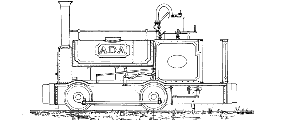 Narrow gauge locomotive Ada by Bagnall 1877. Drawing by Colin Binnie