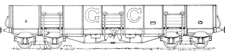 Drawing. Great Central Railway 30 ton Wagon drawn by Colin Binnie