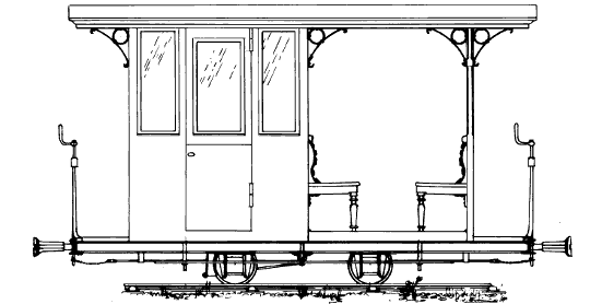 Narrow gauge railway coach by Arther Koppel. Drawing by Colin Binnie.