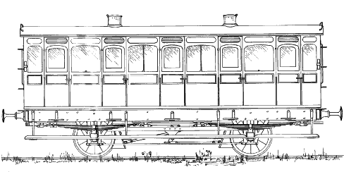 Drawing. Monmouthshire Rly Third class Coach. Drawn by Colin Binnie.
