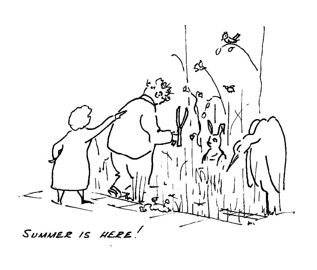 One of Colin`s cartoons depicting his distain for gardening