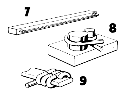 sketch, fixtures for bending wire hooks and links