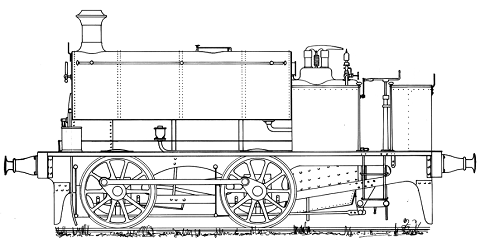 Drawing. Proposed S.E.R. 0-4-0t. Drawn by Colin Binnie