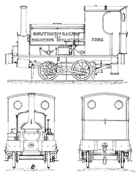 GA Drawing. Southern Railway locomotive 225s (South Eastern and Chatham no 313) by Colin Binnie